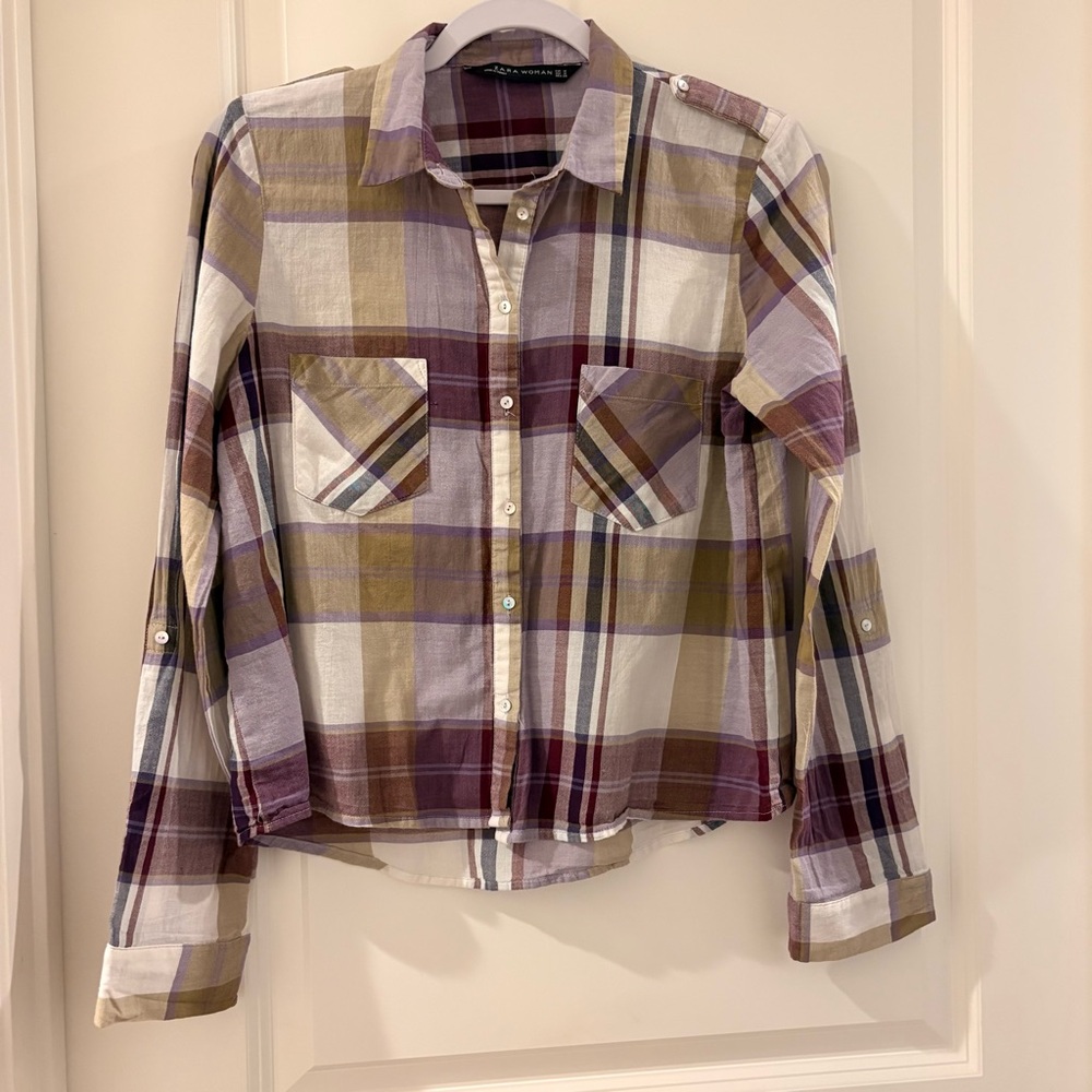Zara Plaid Button-Down Shirt